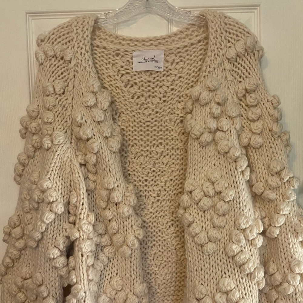 CHICKWISH KNIT CARDIGAN IN IVORY